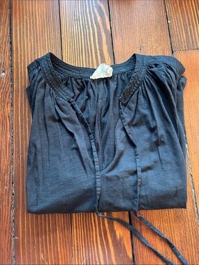 Nation LTD Black Tie-Neck Short Sleeve Top